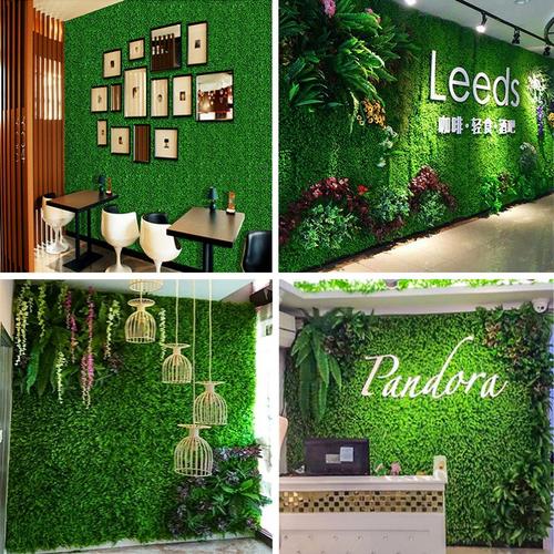 人工假植物咖啡店室内美化绿化装饰隔断绿植背景墙塑料假植物花草图片